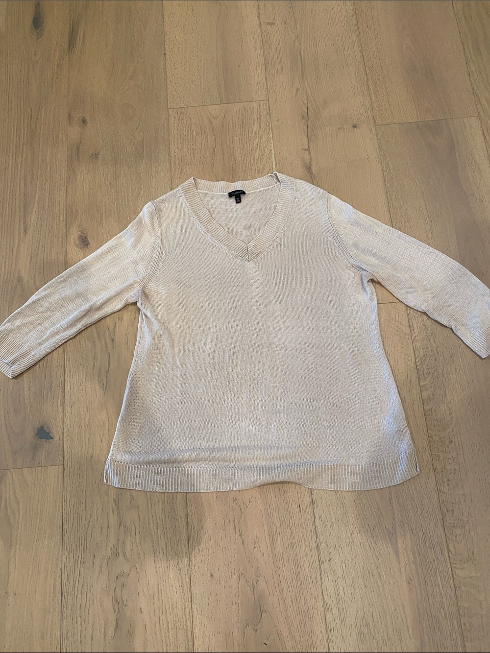 Talbots Cream V‑Neck Knit Sweater